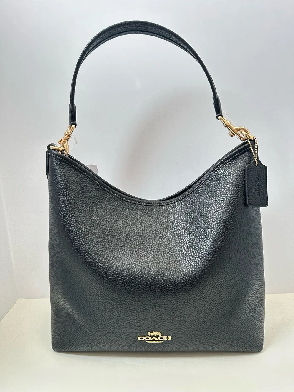 Coach Large Laurel Black Pebbled Leather with Gold Hardware